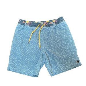 Billabong Recycler Sundays Layback Boardshorts Blue and white Pattern Size Large